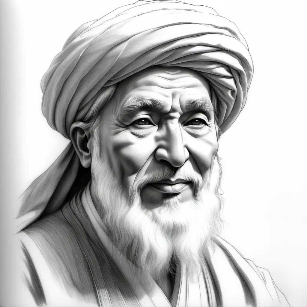 Jalaluddin Rumi Pencil Sketch Mystical Portrait of the Sufi Poet