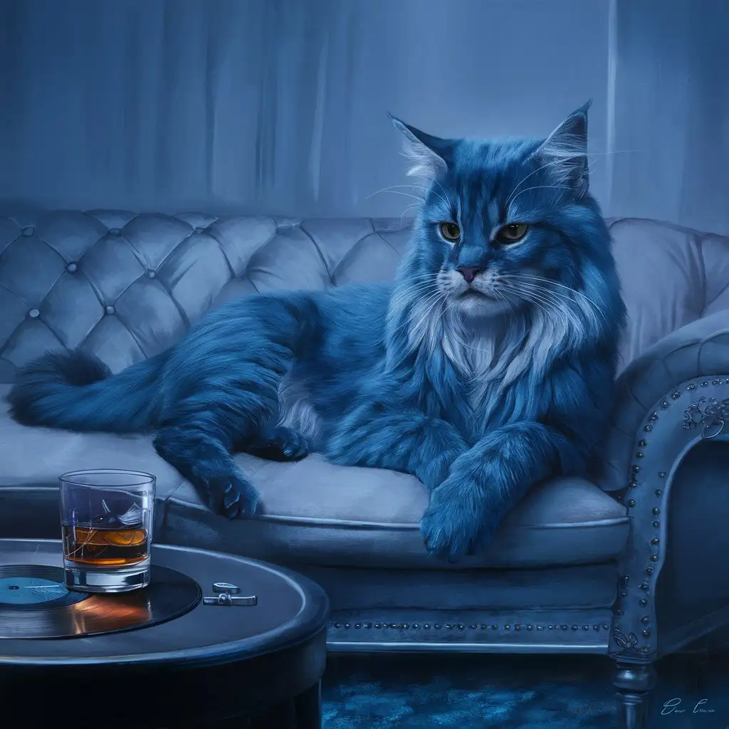 just a majesttic blue feline, a glass of bourbon and feeling the Blues