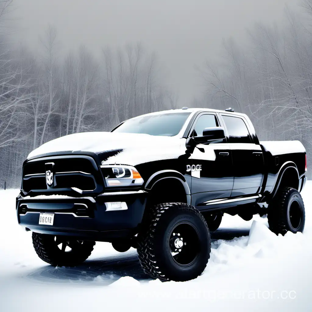 Muscular-Man-Celebrating-February-23-with-Black-Dodge-Ram-in-Snow