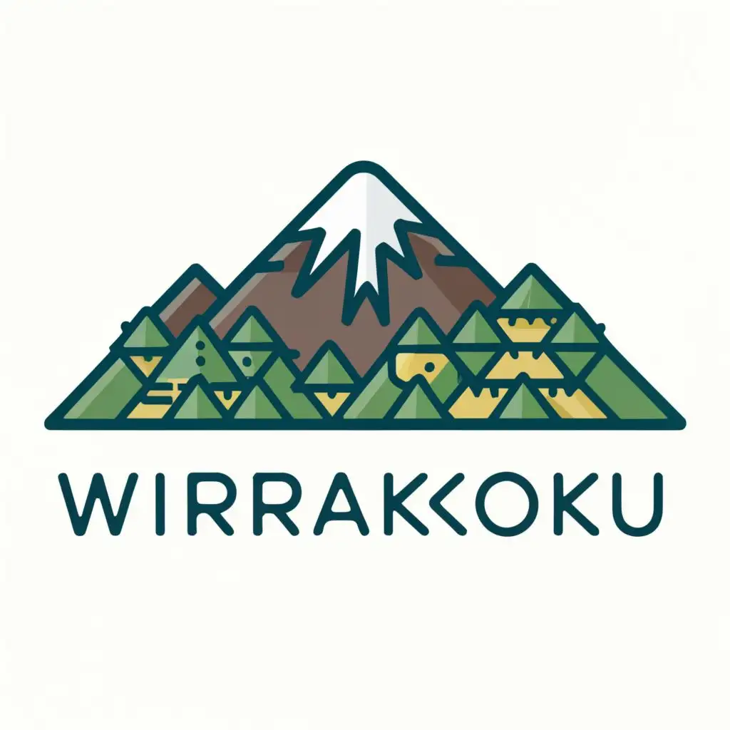 logo, mountain covered with tropical forest, with the text "wirakoku", typography, be used in Education industry