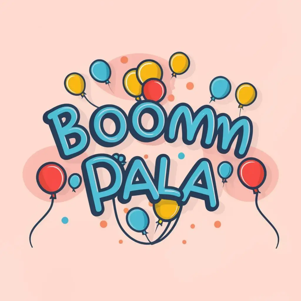 logo, balloons, with the text "Boommpala", typography, be used in Events industry
