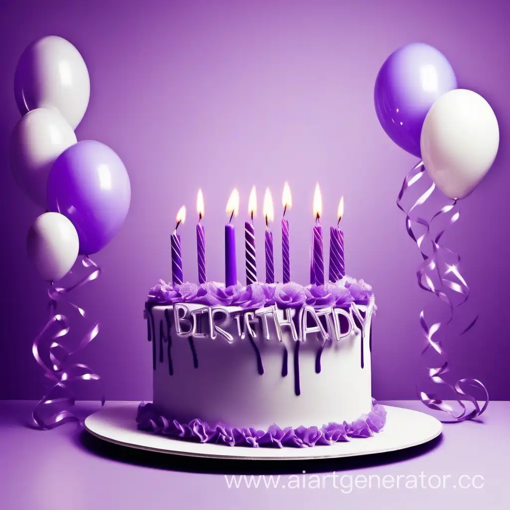 Фиолетово-белая картинка празничная с джнем рождения