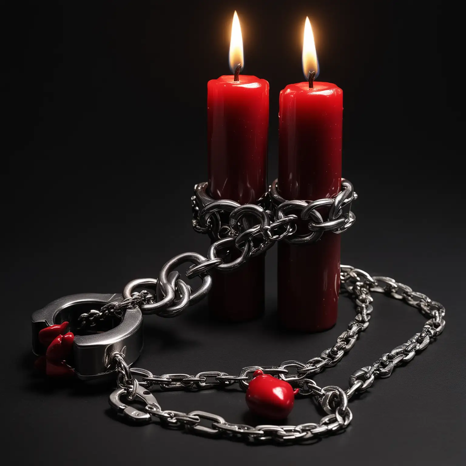 Erotic BDSM Still Life with Red Lipstick and Candle