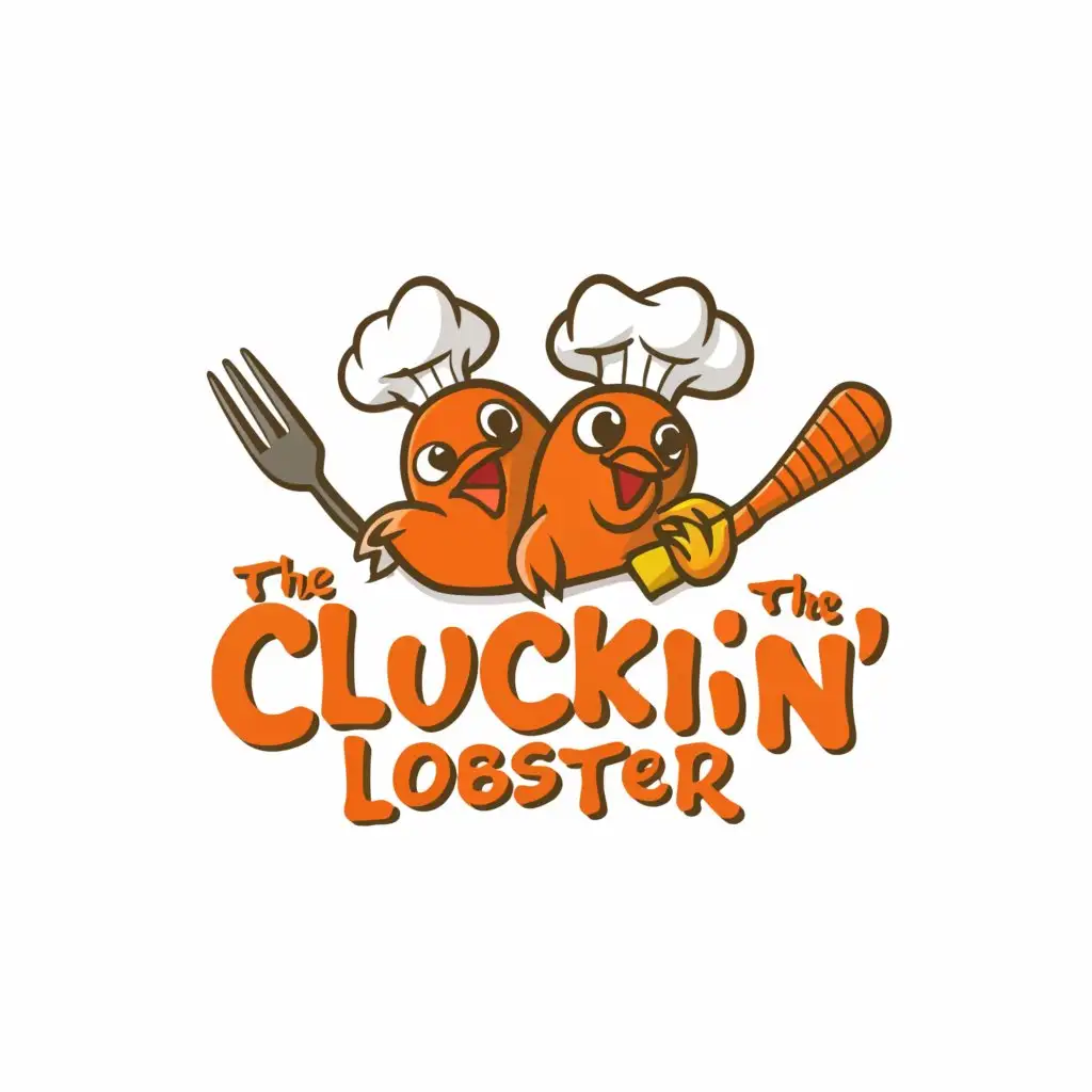 a logo design,with the text "The Cluckin Lobster", main symbol:The restaurant name is. The Cluckin Lobster. It’s located in an island in a relaxed authentic environment. Logo design to focus on the words and tie in chicken and lobster. Logo is fun and light hearted and possibly humorous if that works. Logo colors are Red, burnt orange, aqua/turquoise blue.,Moderate,be used in Restaurant industry,clear background