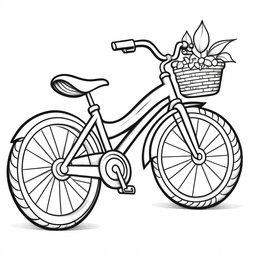 coloring book for young kids, bicycle,  white background