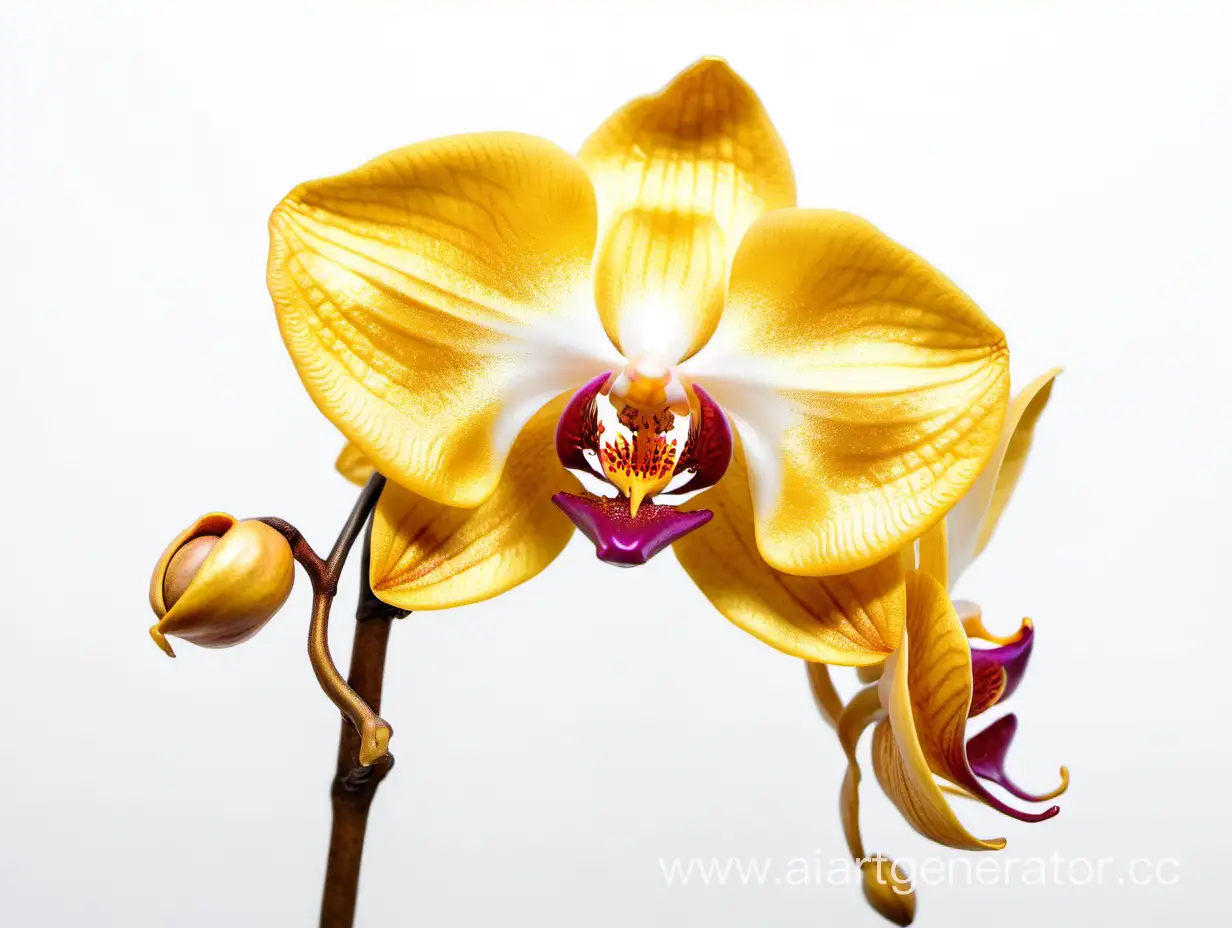 golden orchid flower on a white background