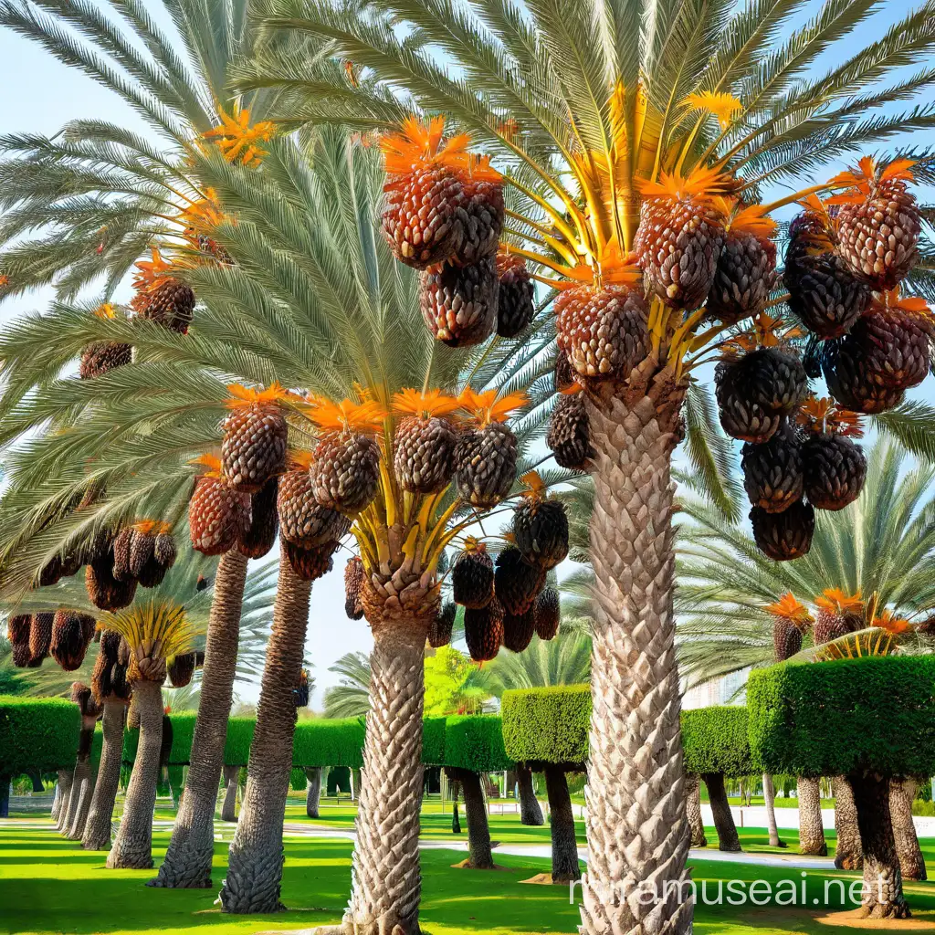 Lush Date Palm Trees in Desert Oasis