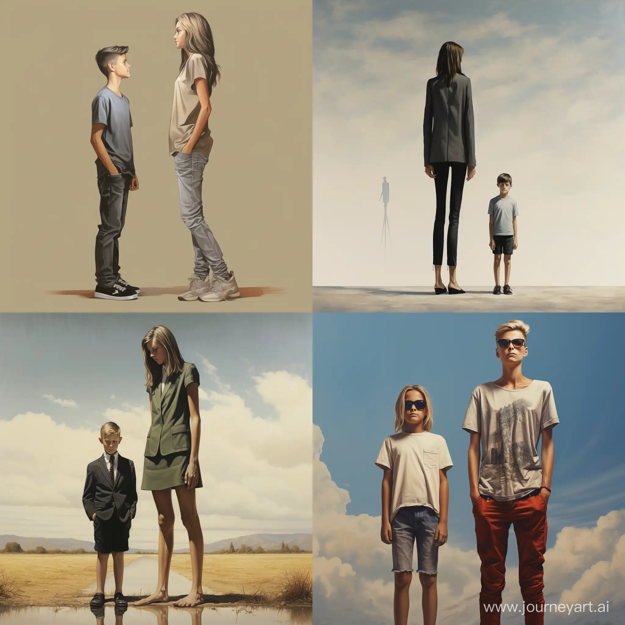 Tall-Woman-and-Small-Stature-14YearOld-Boy-in-Artistic-Harmony