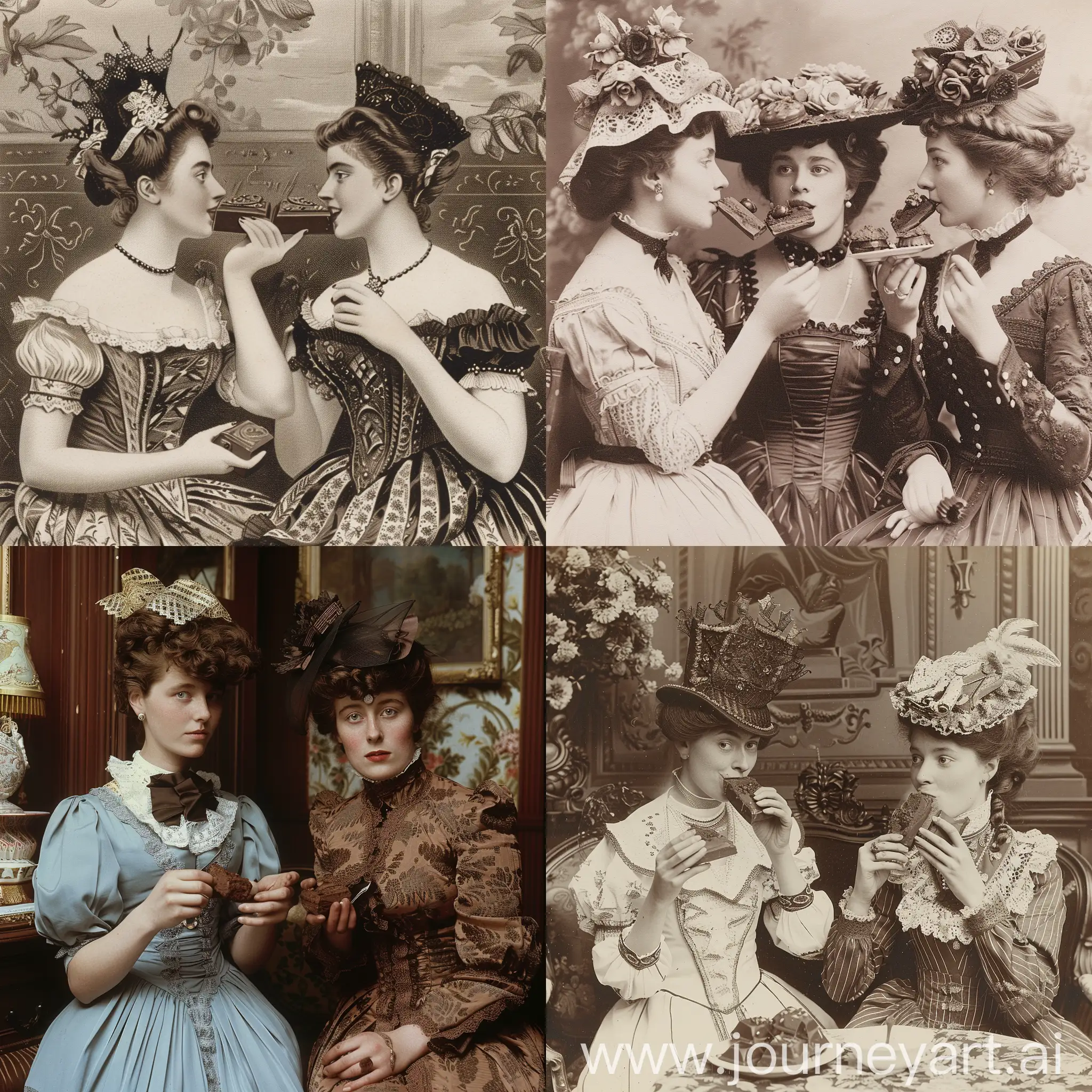 Victorian-Women-Enjoying-Chocolate-Delights