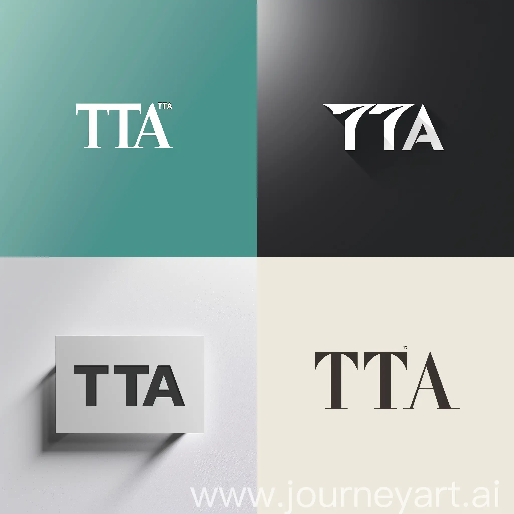 "Create a sleek and professional logo for our cutting-edge tax return company using the initials 'TTA.' The logo should embody trust, efficiency, and expertise while maintaining a minimalist design aesthetic. Ensure that it seamlessly integrates the letters 'TTA' in a creative yet sophisticated manner. The final design should be versatile and impactful, suitable for various marketing materials, with the logo displayed prominently on a plain background."