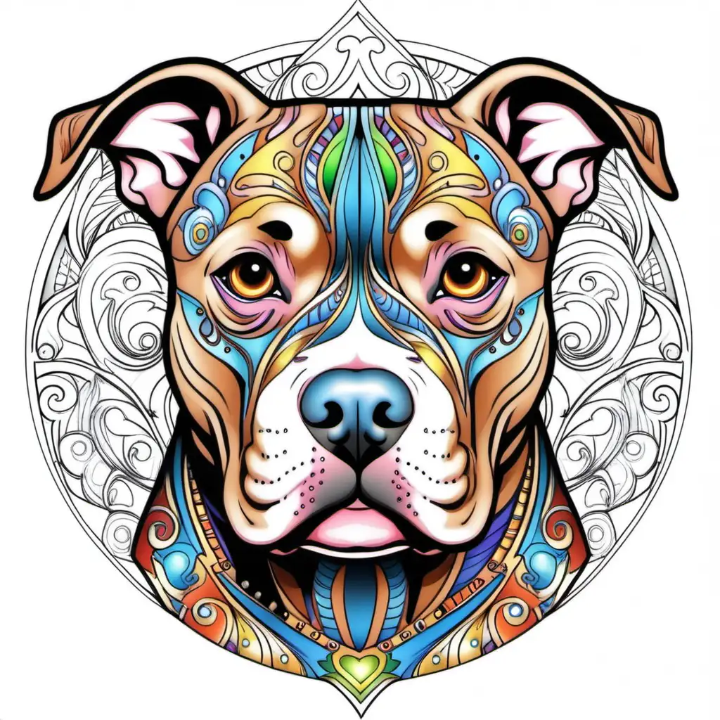 colored pitbull for coloring book cover
