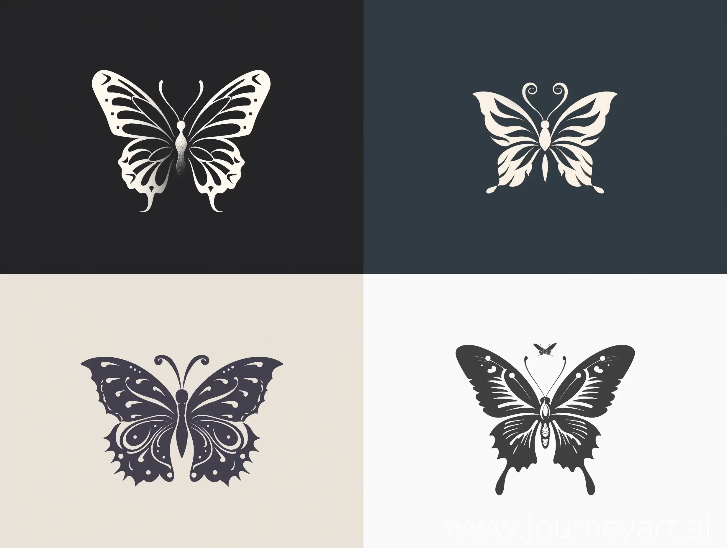 калиграфичный логотип бабочки. Минималистичный логотип. 8к чб