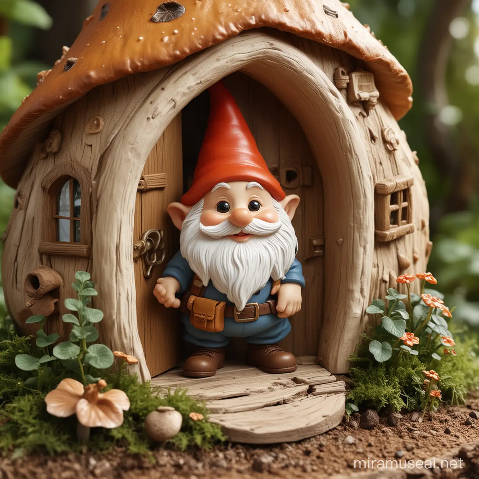 Cheerful Cartoon Gnomes Mushroom Home with Hammock and Caterpillar Command Lesson