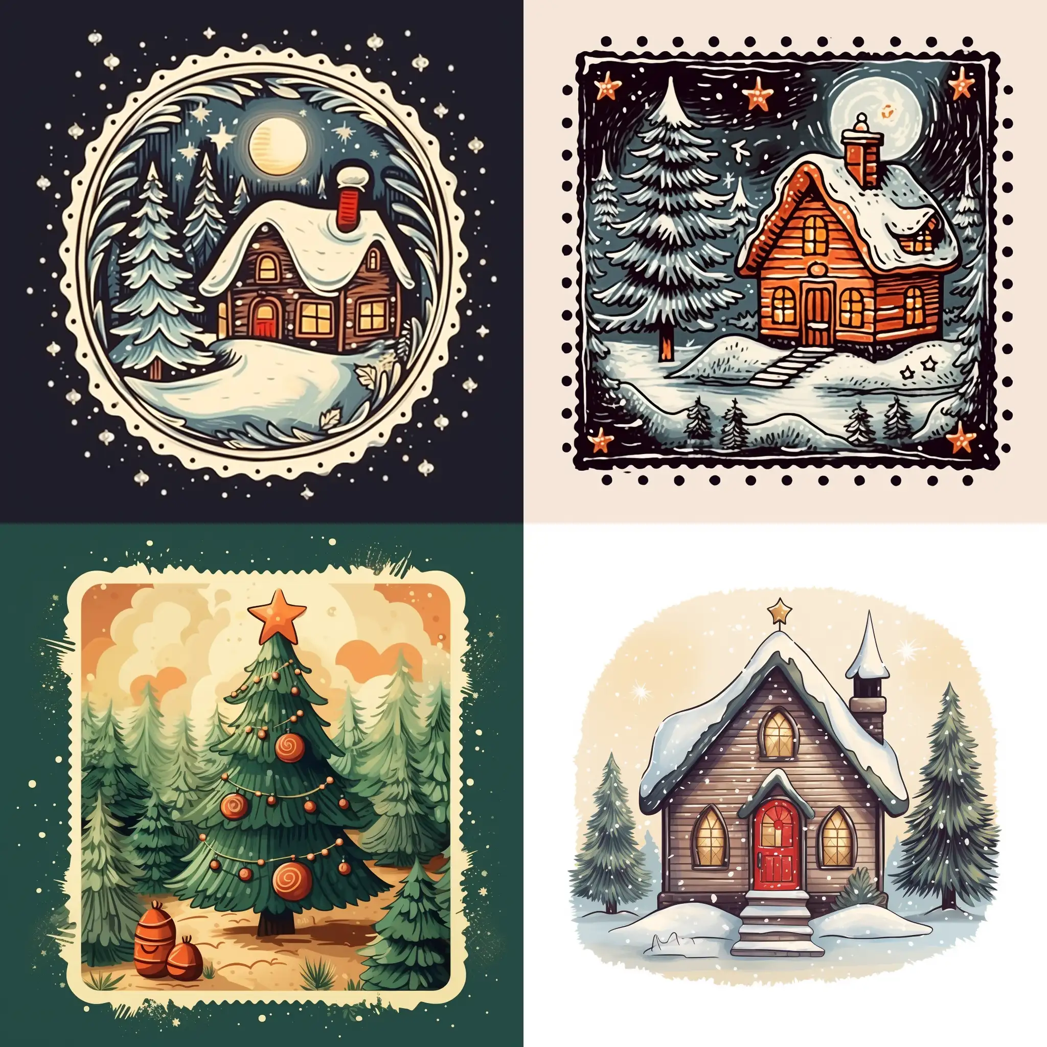 post stamp of Christmas, illustration
