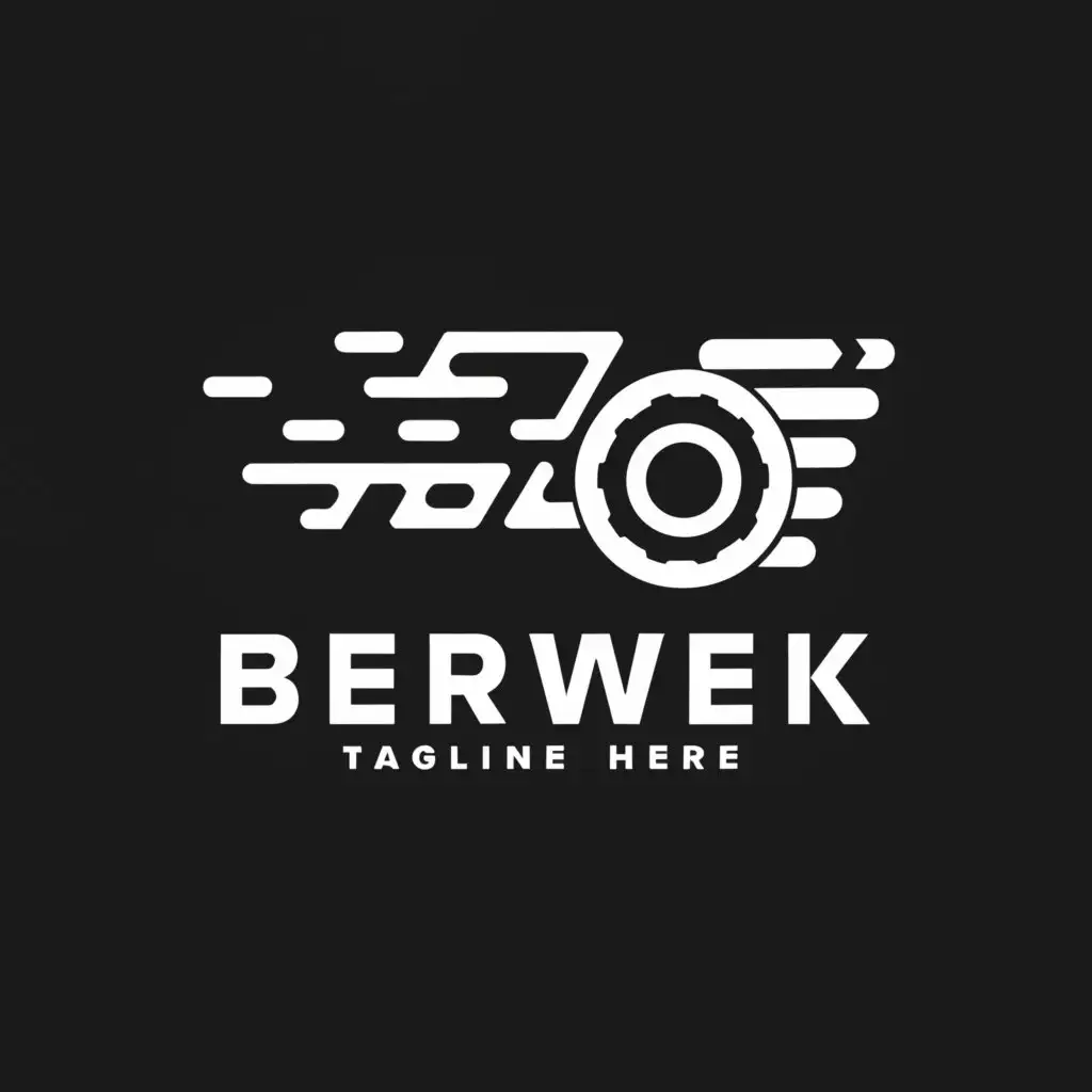 a logo design,with the text "bergwerk", main symbol:minecart with car tires inside of it racing down a mountain in a 90s theme,complex,be used in Automotive industry,clear background