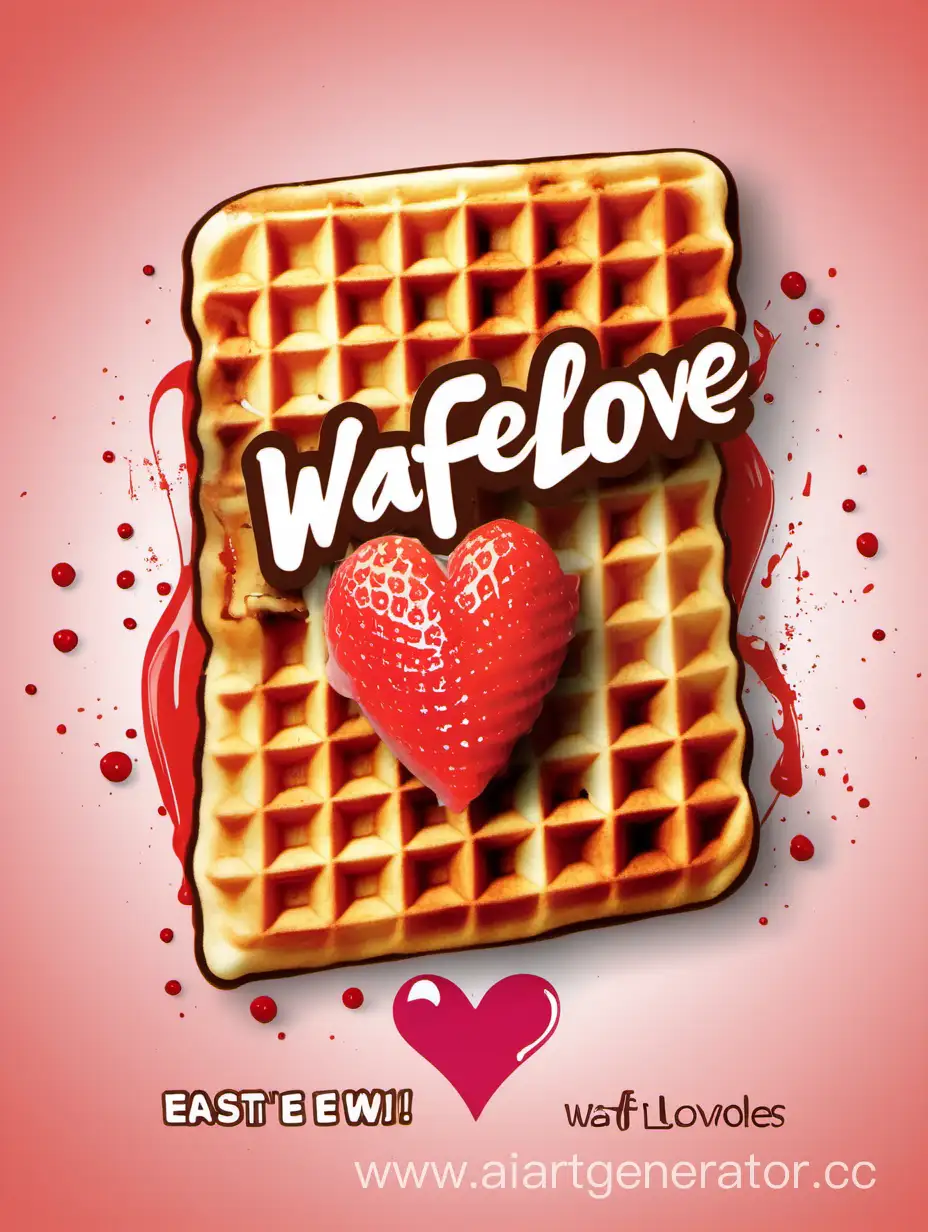 создай рекламный плакат для компании "WaffLove", который содержит визуальный образ продукта (вафли), слоган "Сладко, вкусно, хорошо!", логотип или товарный знак