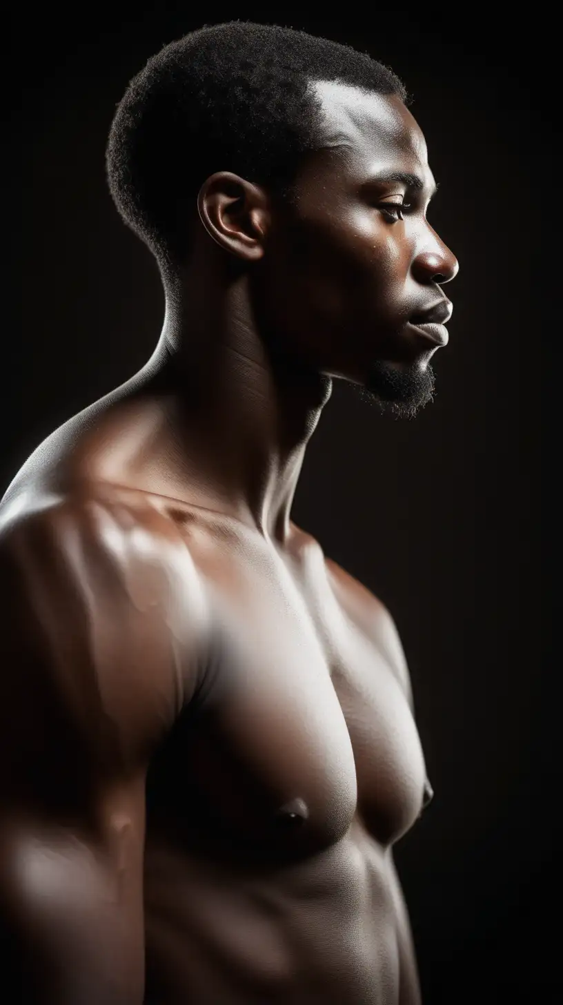 African Male Profile Portrait in White Ring Stein Realistic HighResolution Photography