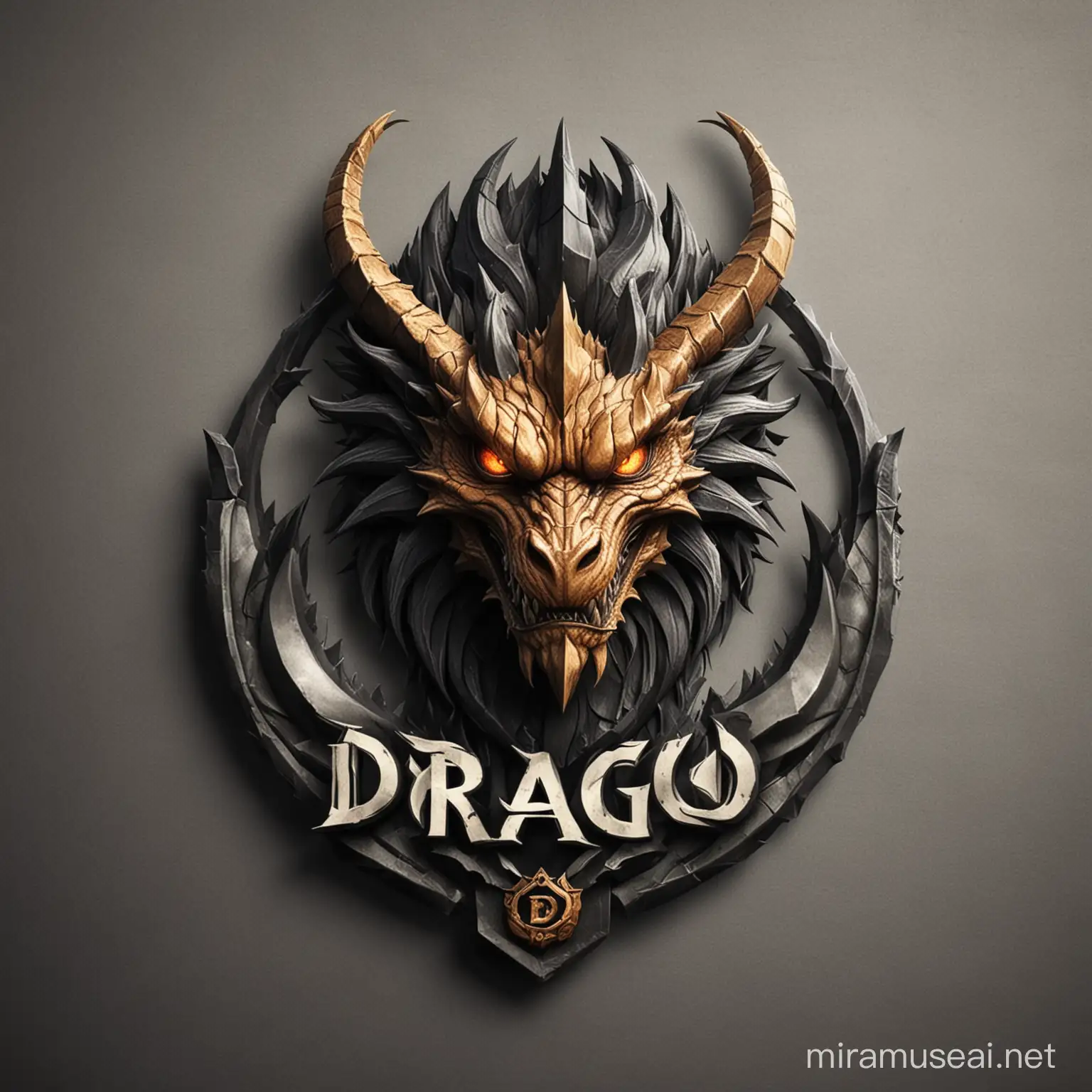 Logo icon design name "DRAGO" and use dragon face 