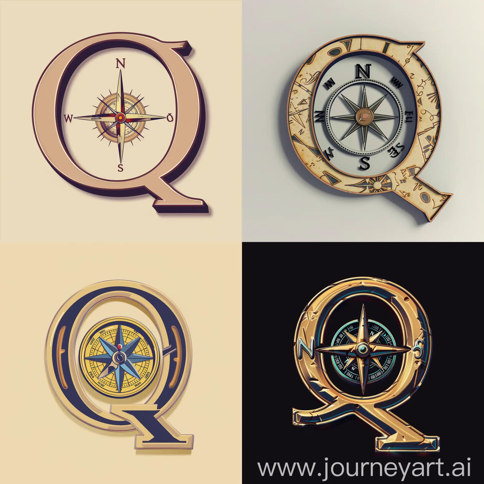 Modern-Style-Compass-Inside-Stylized-Uppercase-Letter-Q