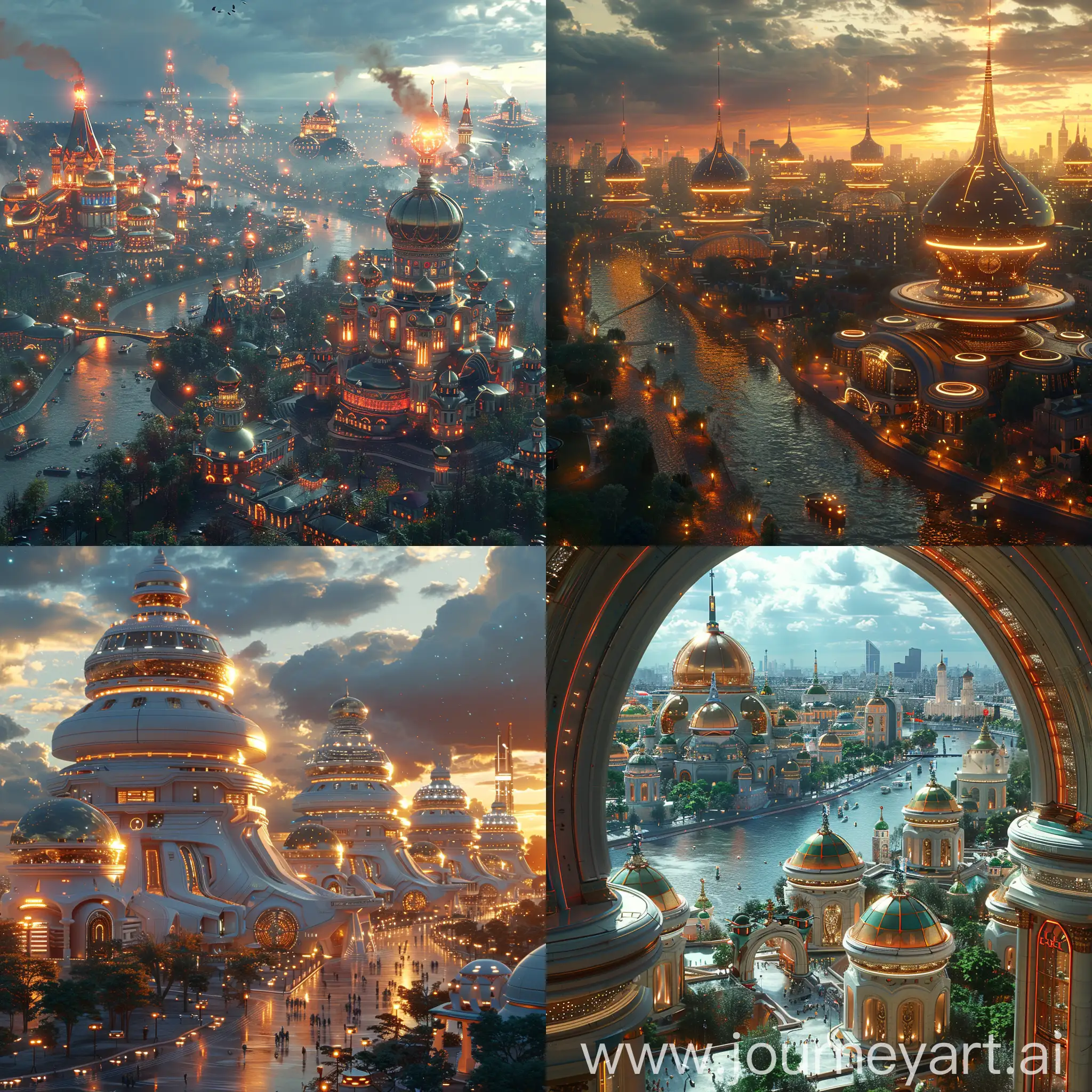 Fantastic futuristic Moscow, high tech, octane render --stylize 1000 --style raw