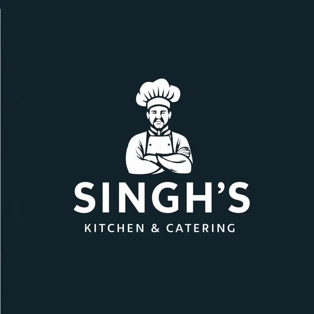 LOGO-Design-For-Singhs-Kitchen-Catering-Elegant-Chef-Hat-with-Text-Typography-for-Restaurant-Industry
