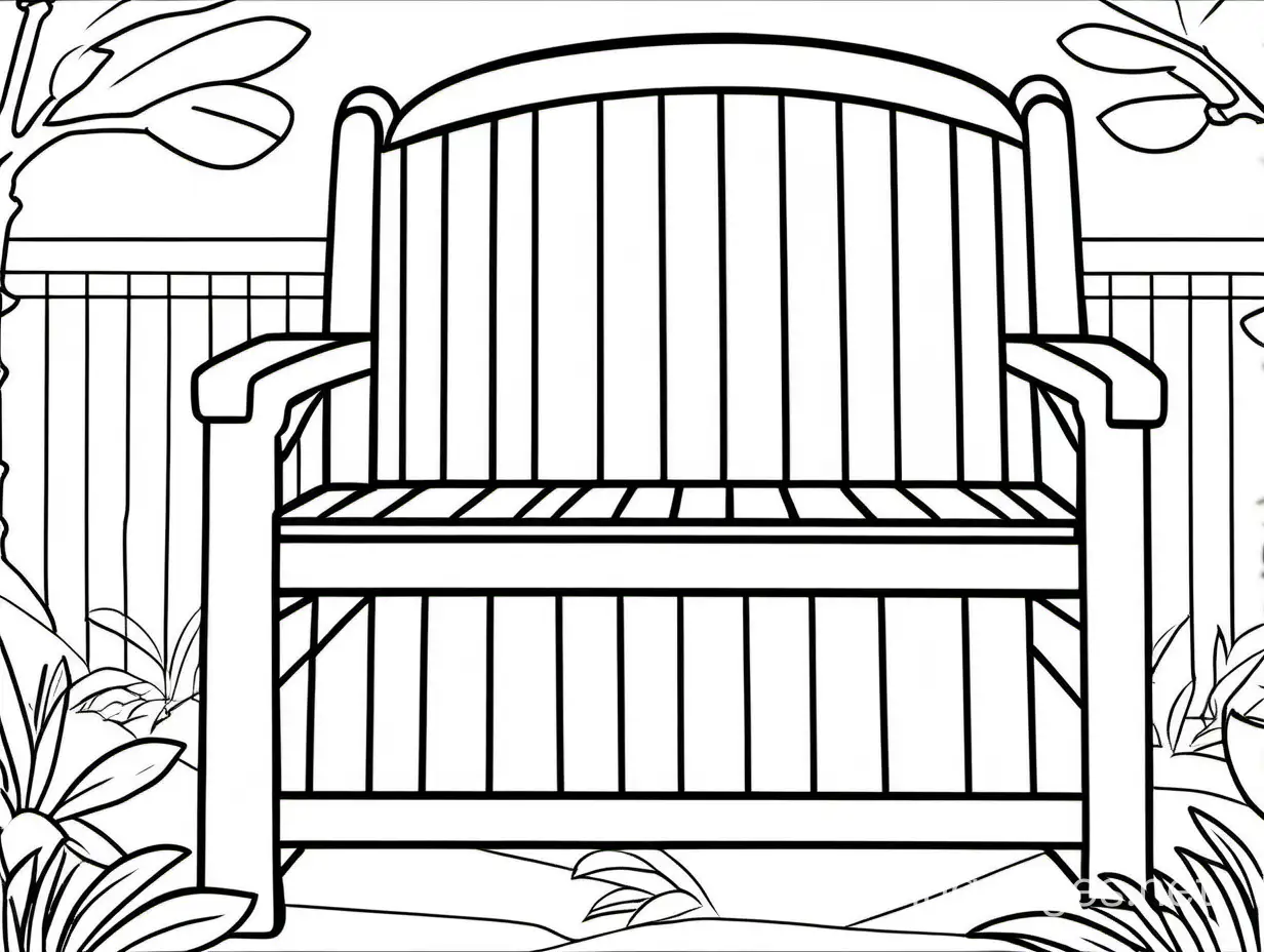 a big chair in the zoo, Coloring Page, black and white, line art, white background, Simplicity, Ample White Space. The background of the coloring page is plain white to make it easy for young children to color within the lines. The outlines of all the subjects are easy to distinguish, making it simple for kids to color without too much difficulty