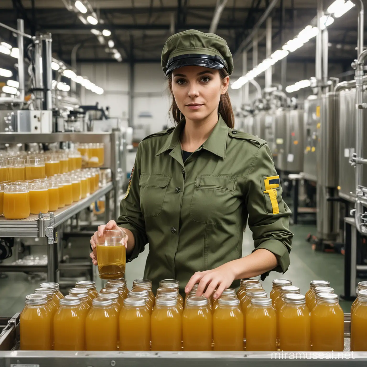 an intelligence officer in a factory that produces apple juice
