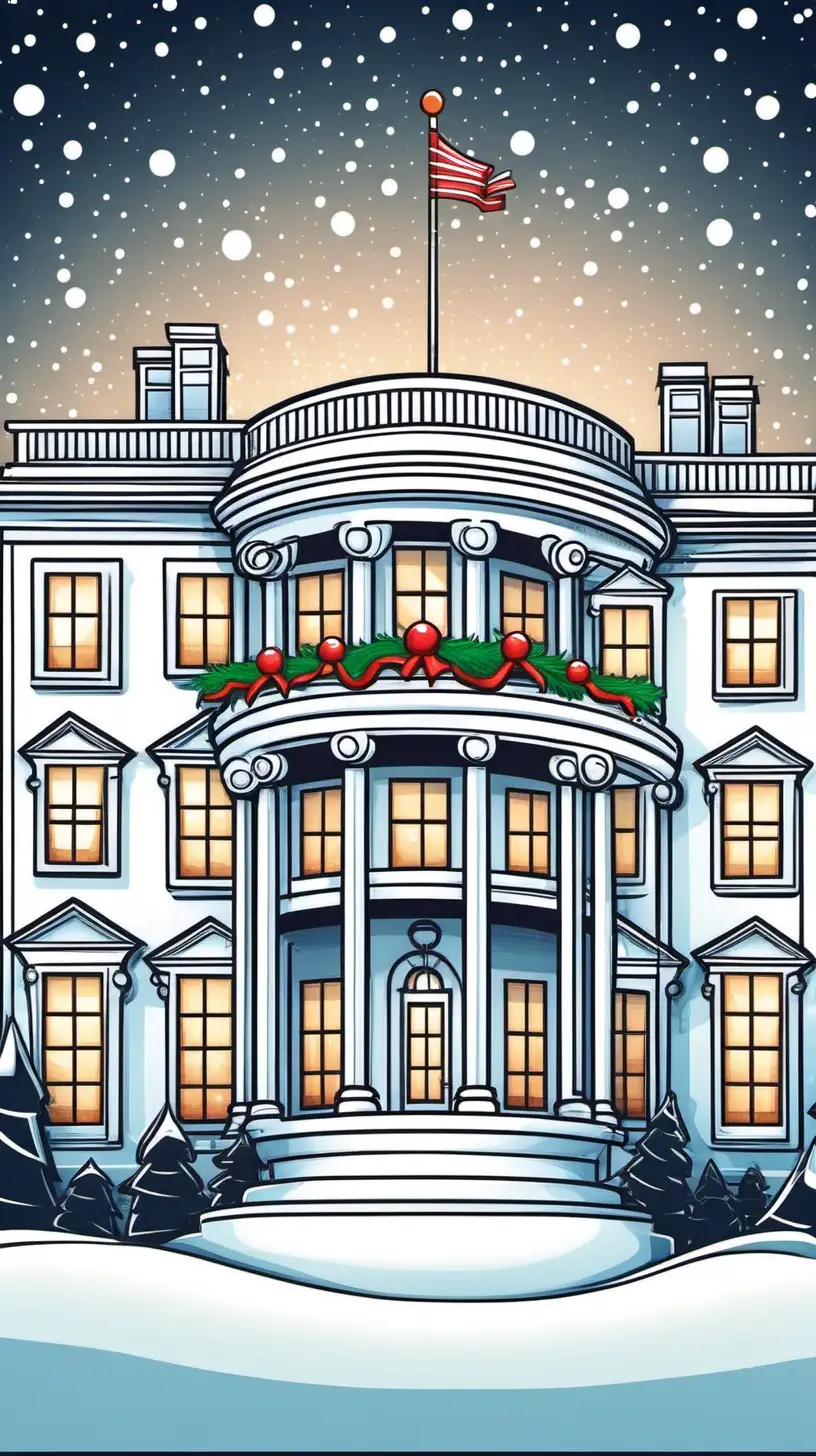 Festive Cartoon White House Christmas Decoration