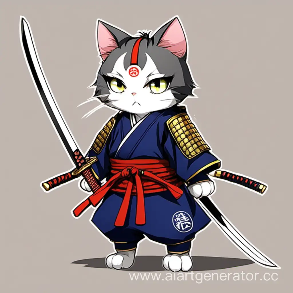 Аниме кошка стала  человеком самурай мальчик
