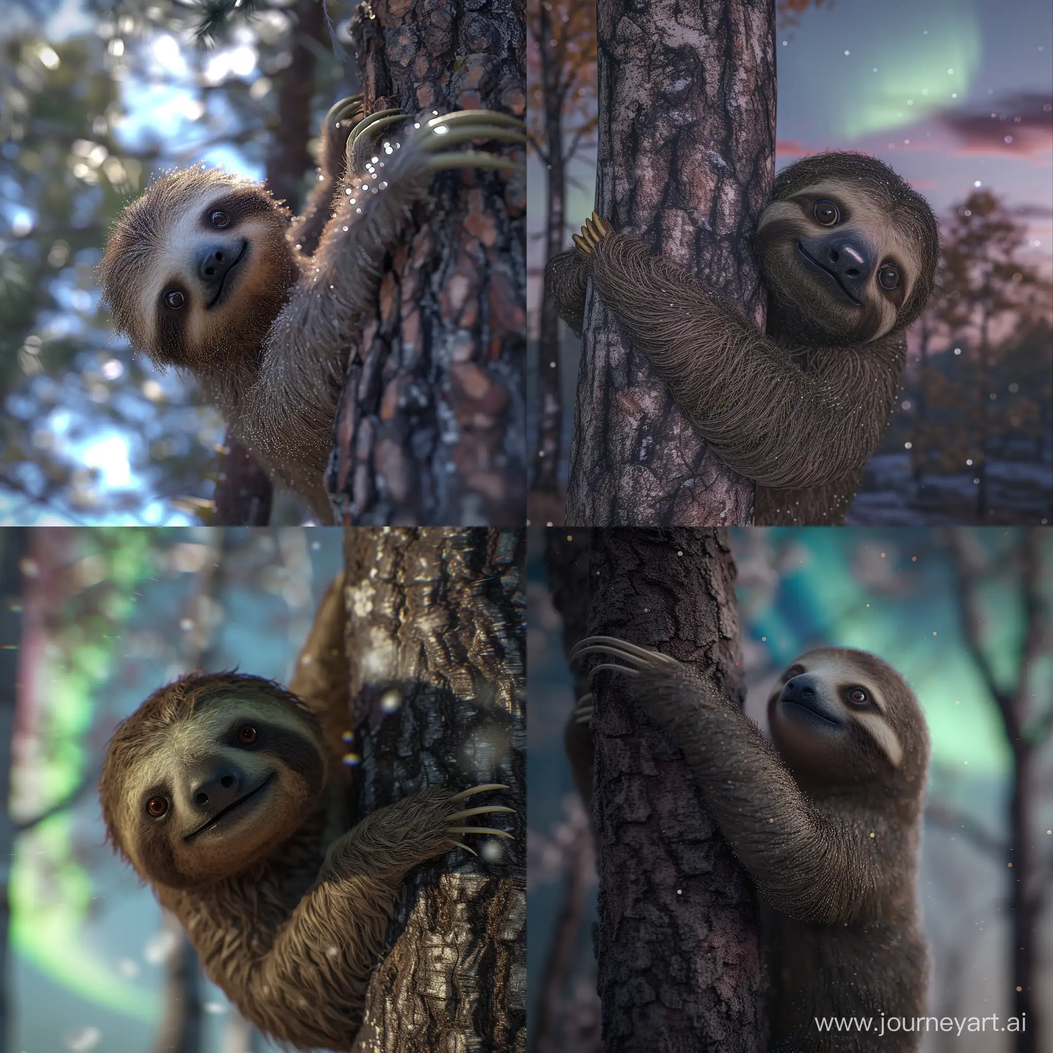 ((Big eyed realistic sloth)), hanging from a tree, <lora:duck_20230805184525:0.8>, AS-AdultV2,cowboyshot,dynamic angle,(fantasy style:1.2),(high quality:1.3),(best quality:1.3),(masterpiece:1.3),official art,official wallpaper,4k textures,(epic:1.2),(mysterious atmosphere:1.2),aurora borealis,(twilight:1.2),subtle sparkles,whimsical vibes,(detailed:1.05),(extremely detailed:1.06),sharp focus,(intricate:1.03),(extremely intricate:1.04),low contrast,soft cinematic light,soothing tones,hdr,(beautiful scenery:1.08),(detailed scenery:1.08),(intricate scenery:1.07),(wonderful scenery:1.05),(beautiful face:1.1),[perfect eyes:0.8],[perfect skin:0.8],[detailed face:0.8],[detailed eyes:0.8],[detailed hair:0.9],[detailed lips:0.8]