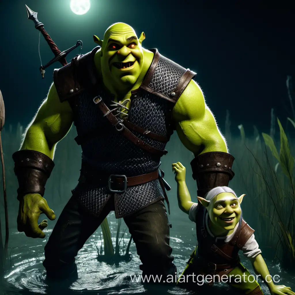 Epic-Night-Battle-Gerald-the-Witcher-vs-Shrek-in-the-Swamp