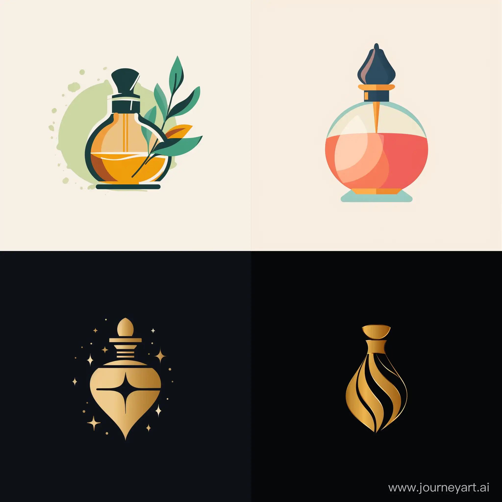 A clean background logo of an perfume shop, in the style of van gogh, vector