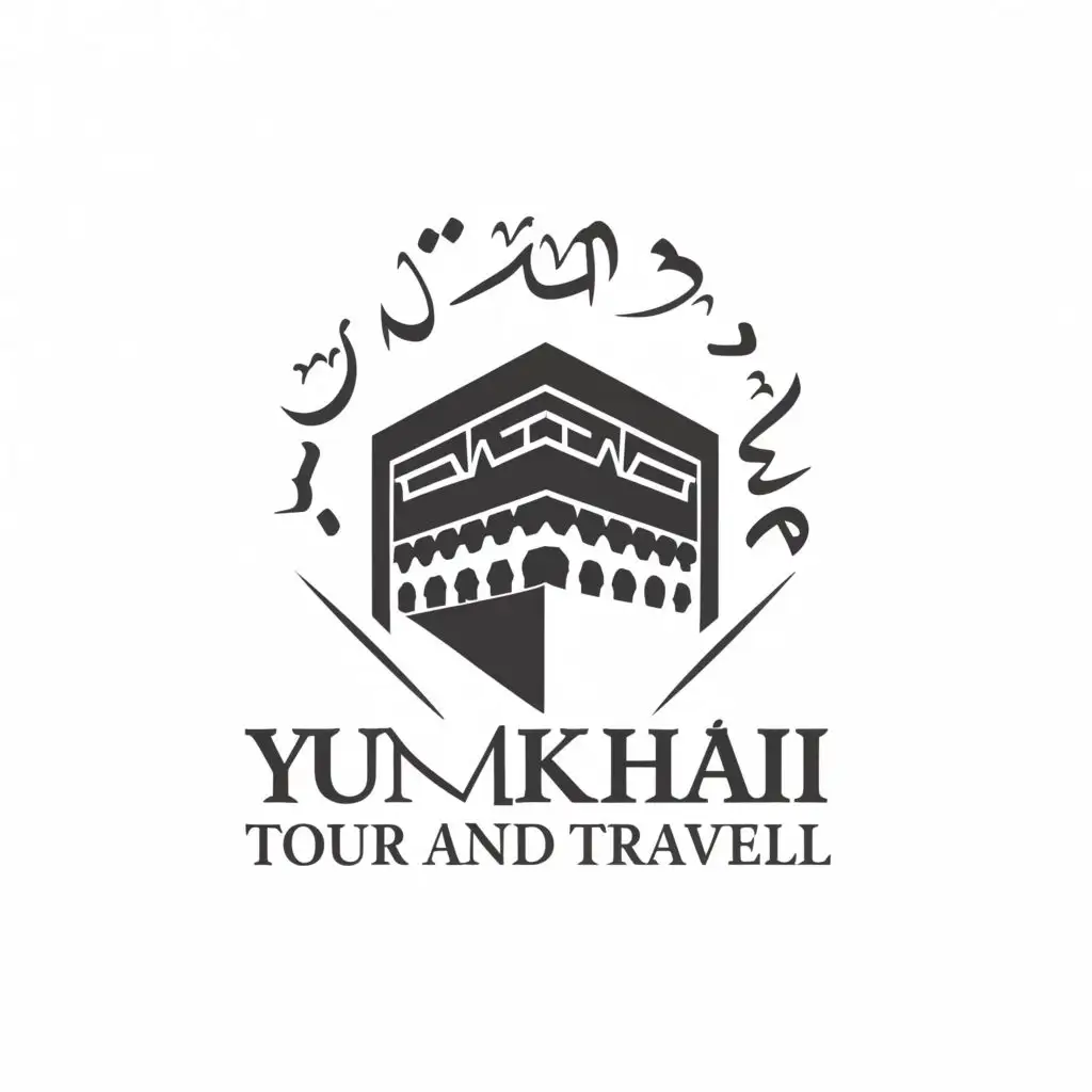 a logo design,with the text "YumKhai tour and travel", main symbol:kabaa,Moderate,be used in Travel industry,clear background