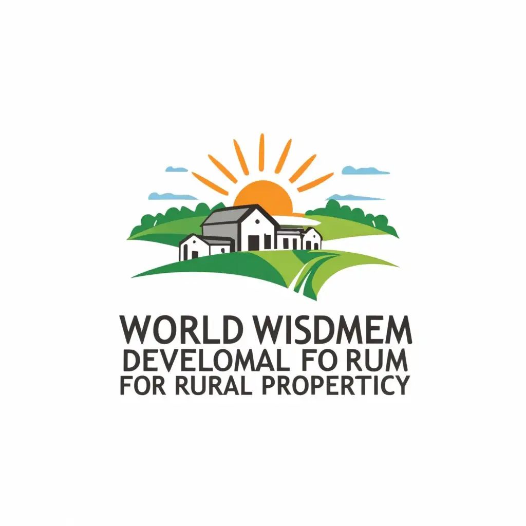 a logo design,with the text "World Development Forum：Global Wisdom for Rural Prosperity", main symbol:rural village powered by technology, hills, development, green,Moderate,be used in Nonprofit industry,clear background
