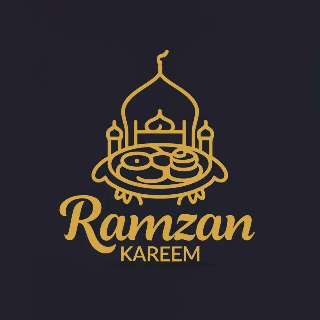 a logo design,with the text "Ramzan Kareem", main symbol:a table of food, be used in Religious industry