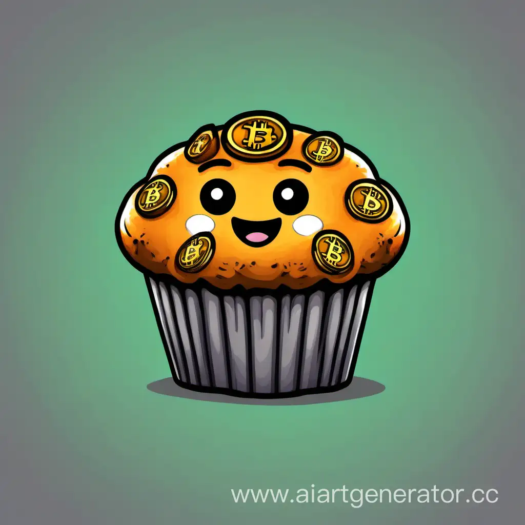 Whimsical-Bitcoin-Muffin-Playful-Cartoon-Illustration-of-a-Living-Muffin-with-Cryptocurrency-Theme