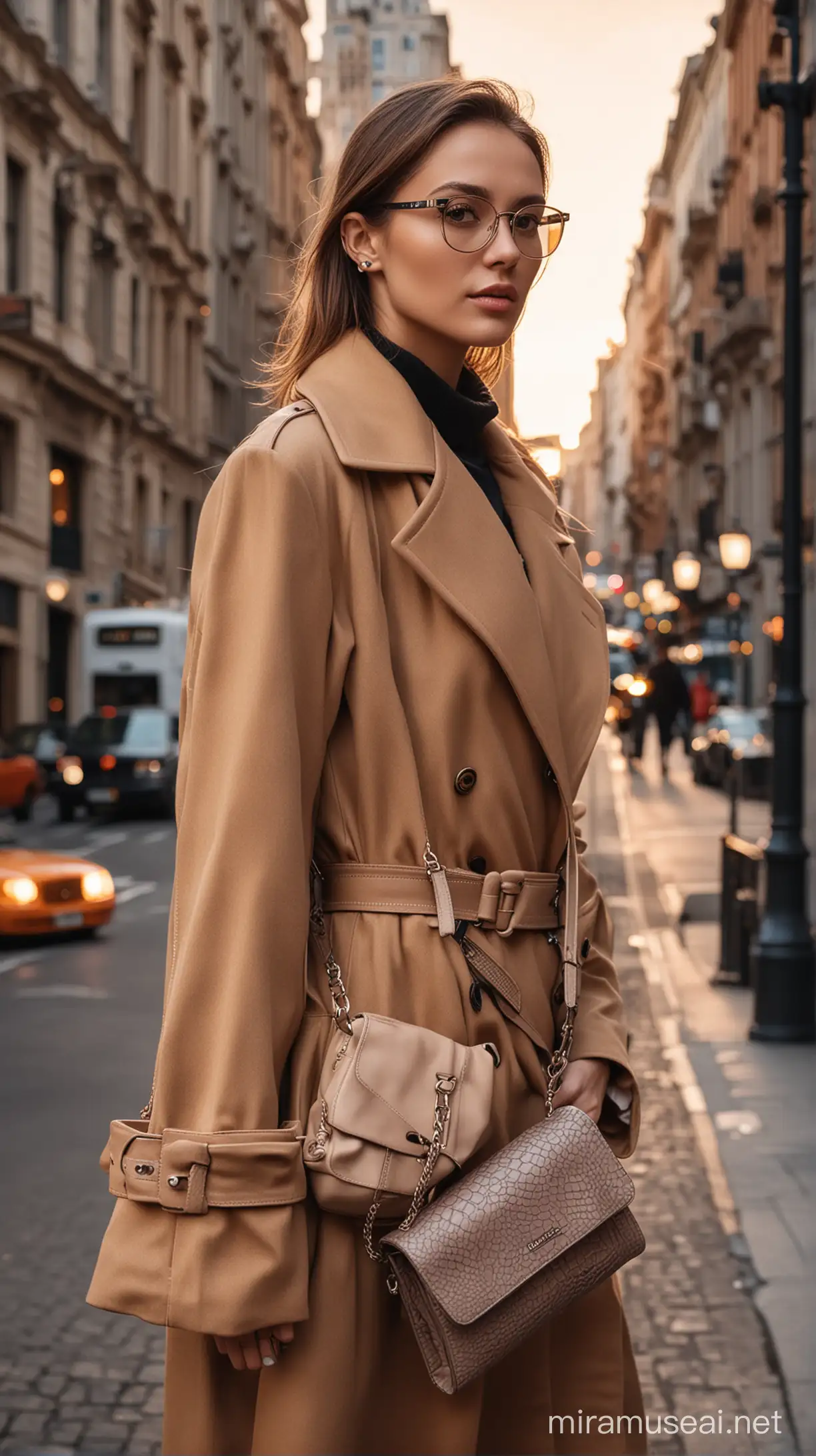 Sophisticated Woman with Nadyva Bag Urban Chic Fashion Portrait