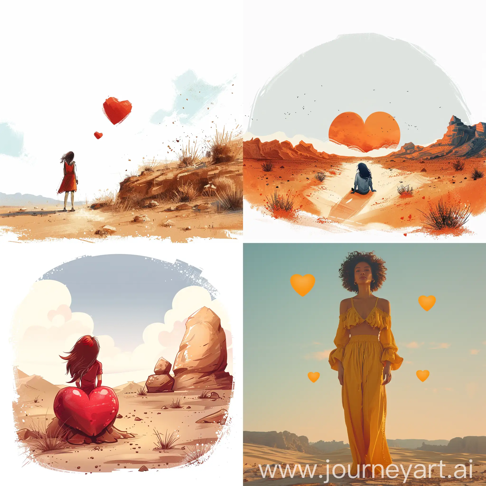 Heart-Symbol-in-Desert-Landscape-Animated-Illustration-on-White-Background