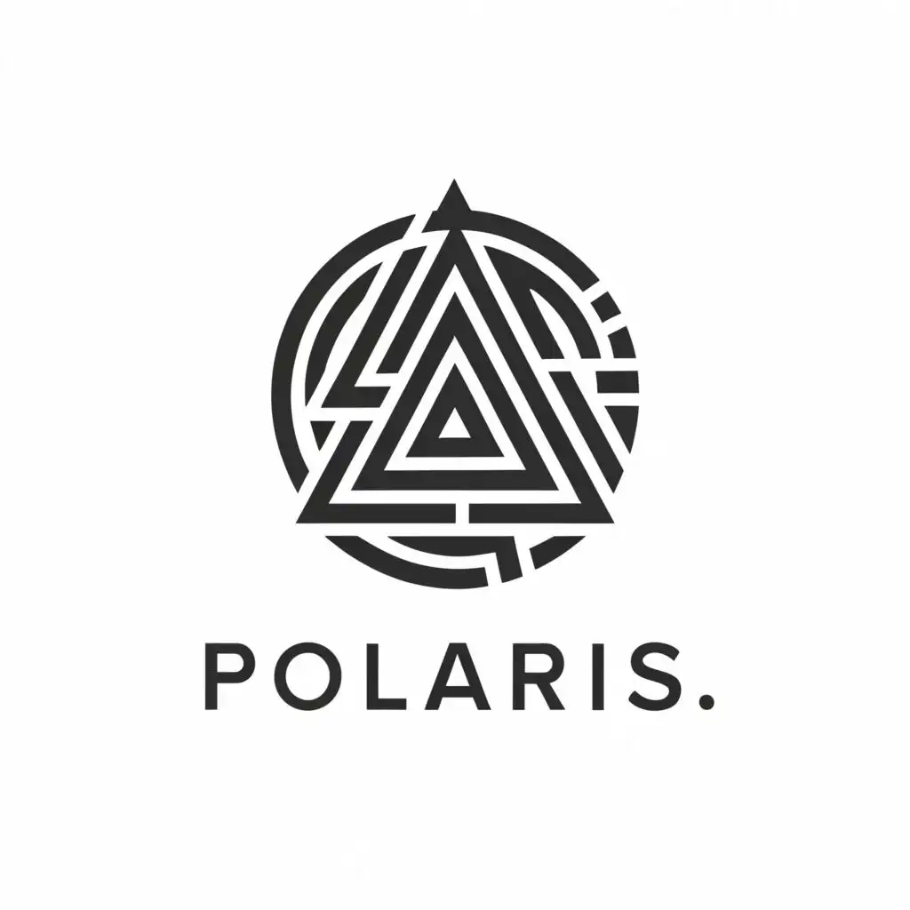 a logo design,with the text "POLARIS", main symbol:A for the star, round, black,Moderate,be used in Travel industry,clear background