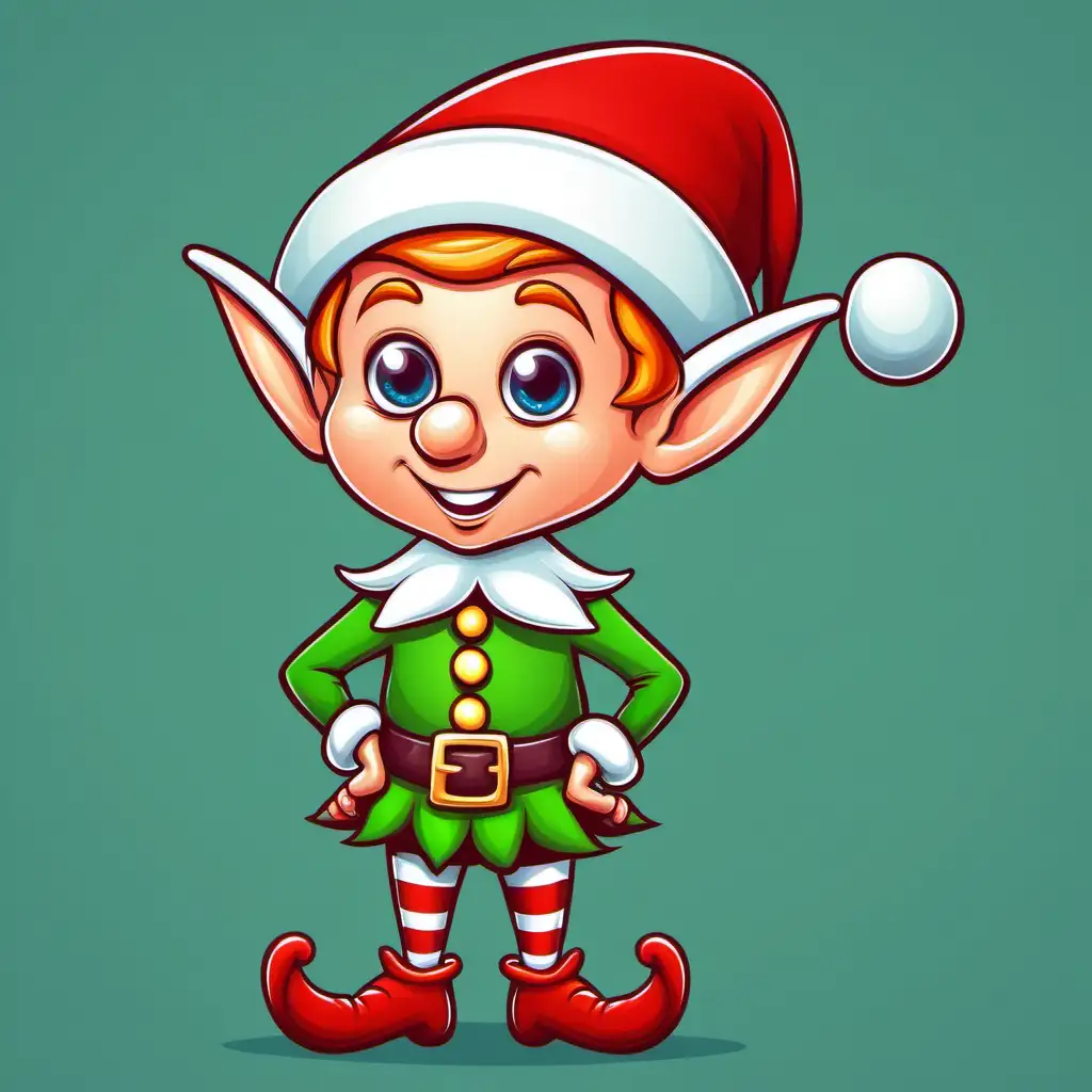 Cheerful Cartoon Christmas Elf Spreading Holiday Joy