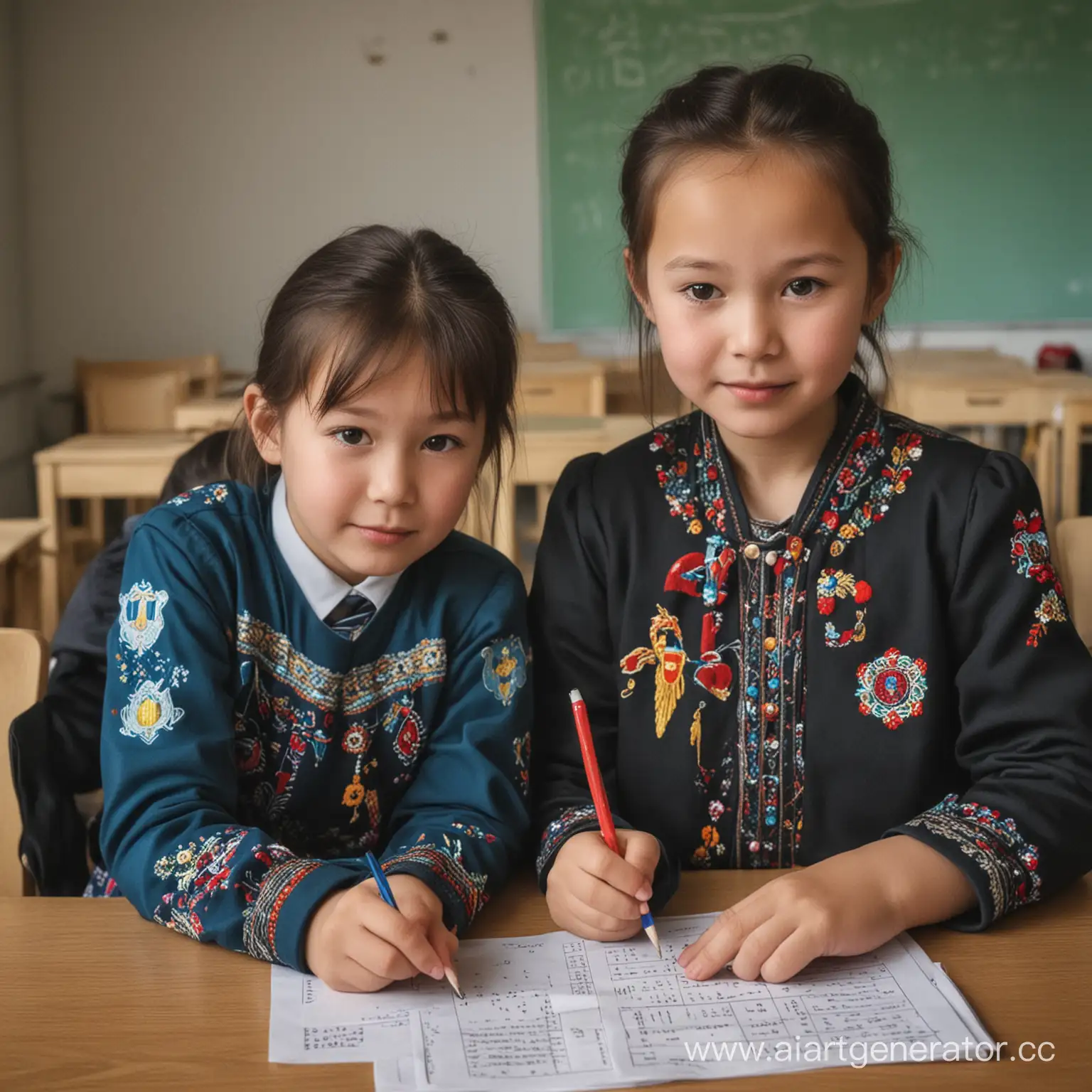 красивые дети в казахстане решают что то в школе