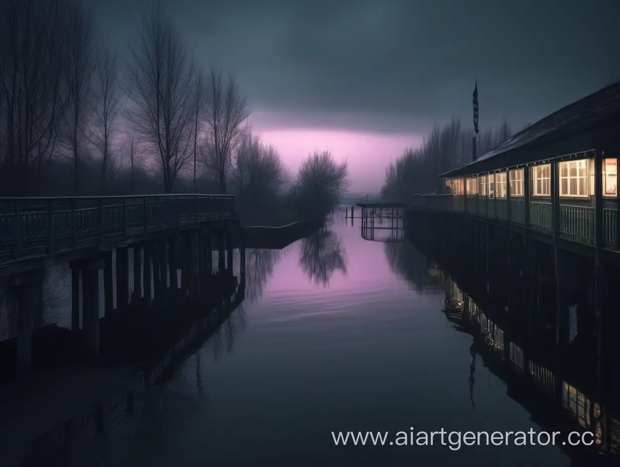 Twilight-River-with-Gloomy-Banks-Fairytale-Style-Pier-View