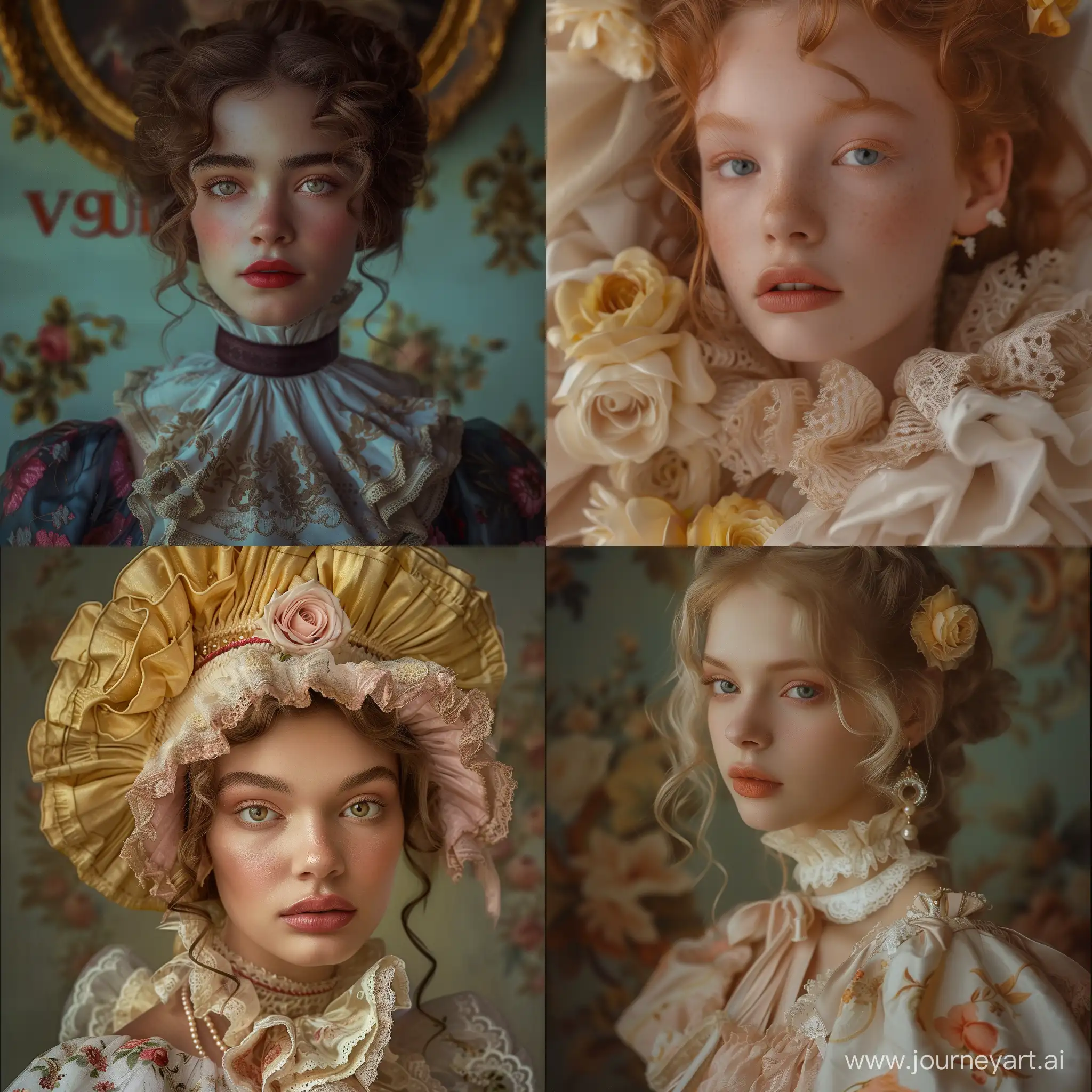 rococo, futurism, portrait of a girl, Vogue fashion cover, fashion style, Hyper-realistic photography taken on Canon EOS R5, photorealistic, sharp 8k, professional lighting