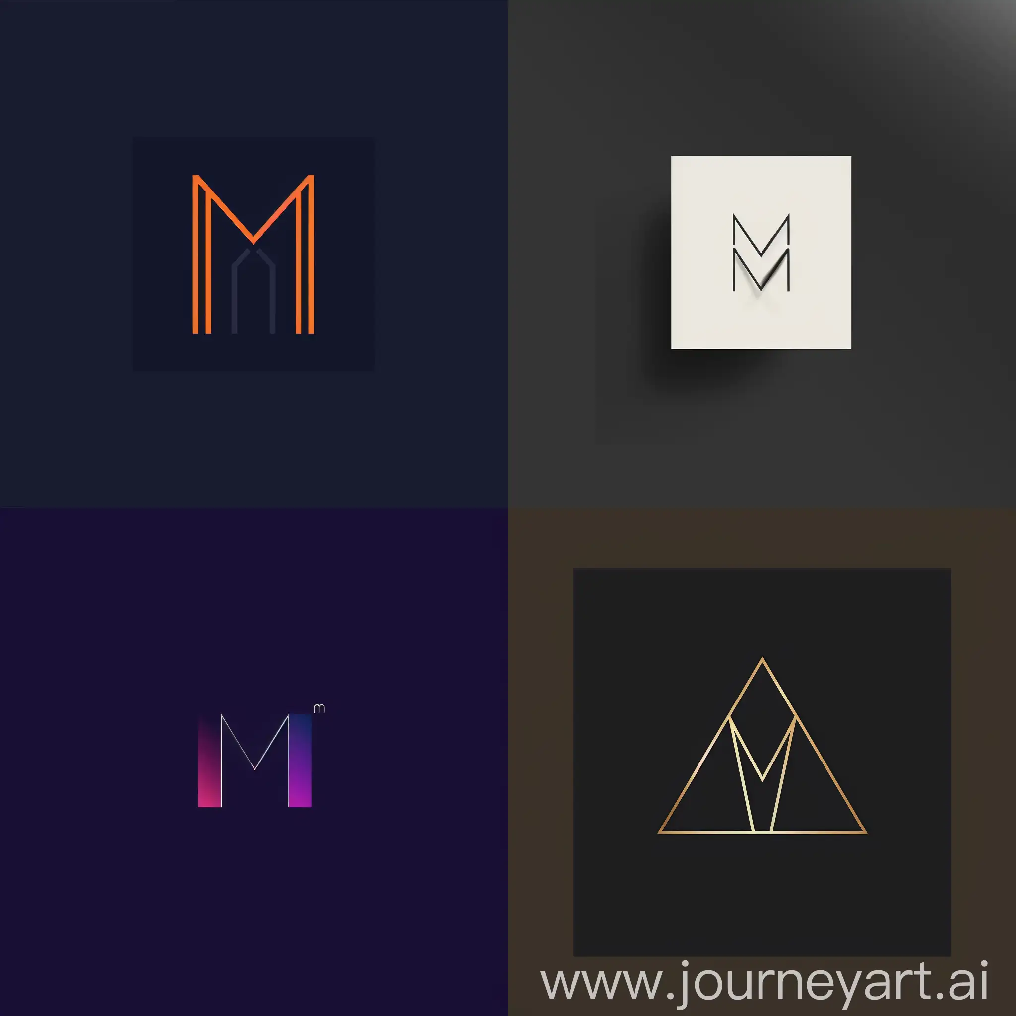 Crea un logo a dos colores en los que haya una M oculta con elementos geometricos, o minimalistas
