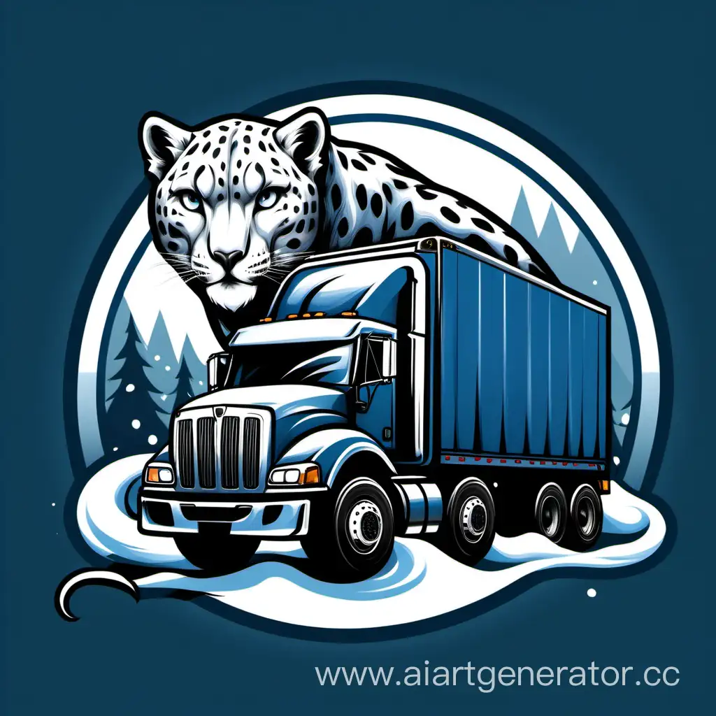 Freight-Truck-and-Snow-Leopard-Dynamic-Duo-for-Transport-Business-Logo