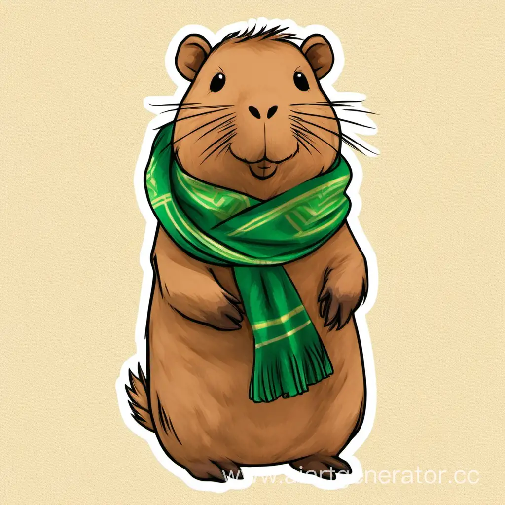 Adorable-Plush-Capybara-Wearing-a-Green-Scarf