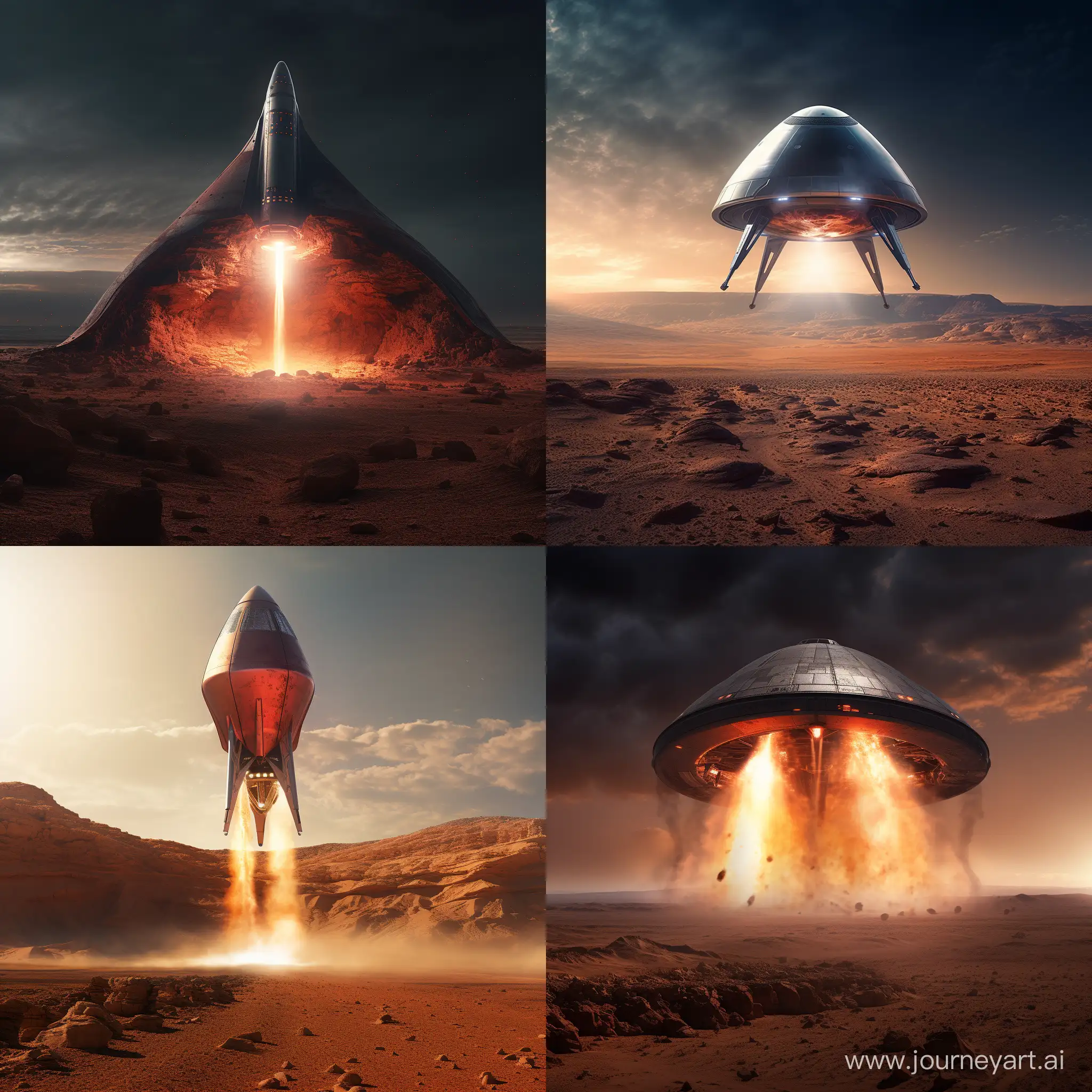 Starship from SpaceX landing on Mars. 