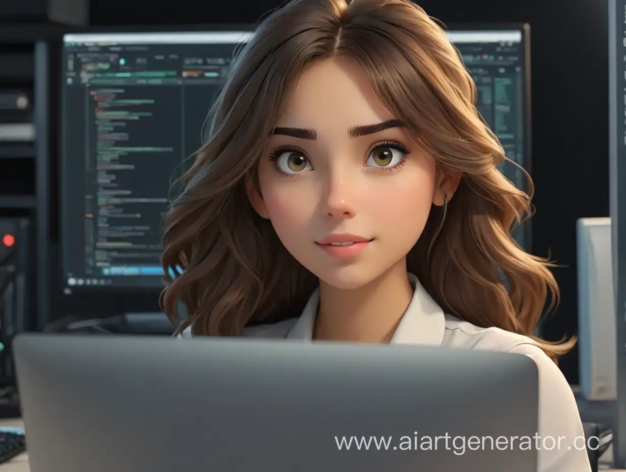 Beautiful-Girl-Typing-at-Computer-with-Realistic-Animation