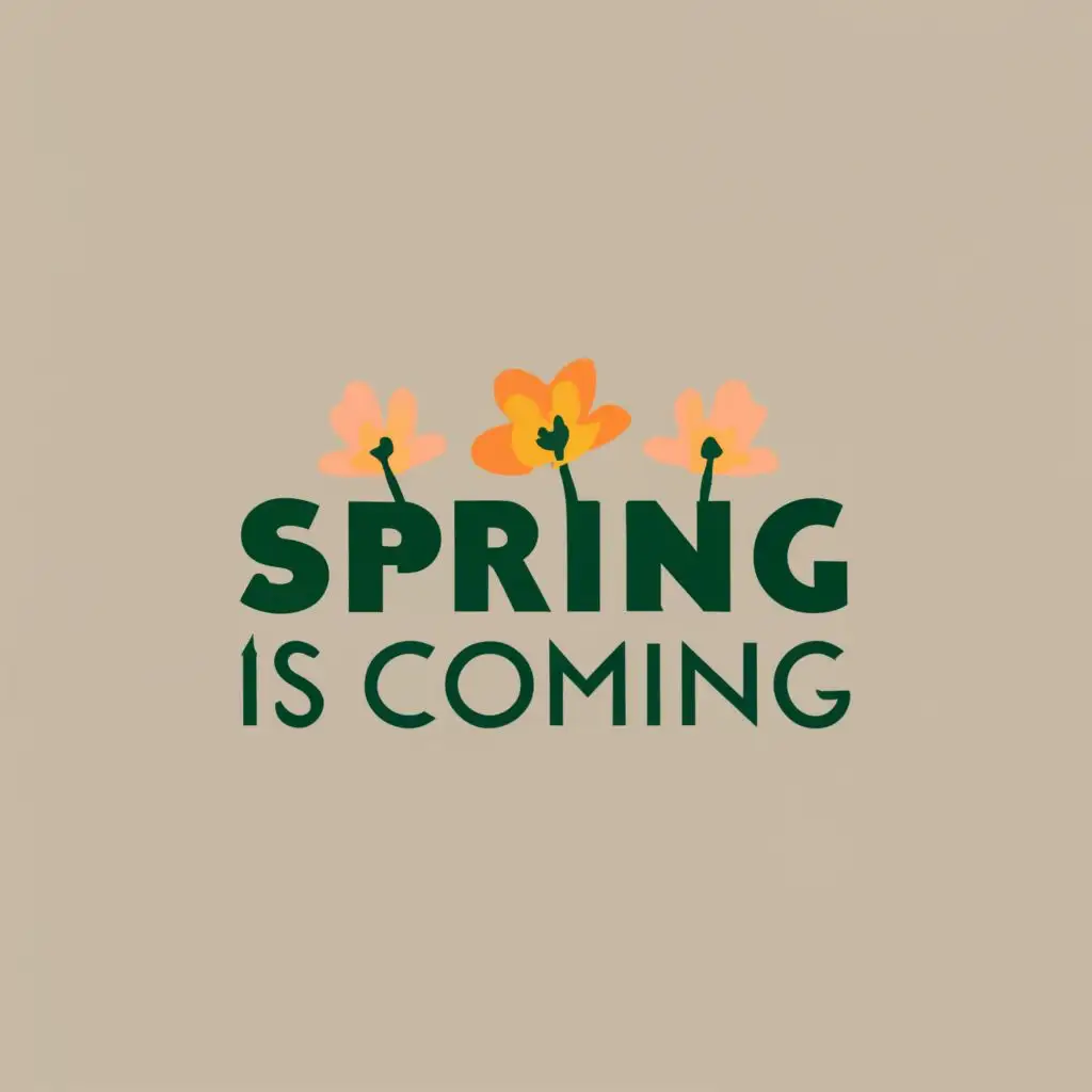 logo, Spring is coming, with the text "Spring is coming", typography
