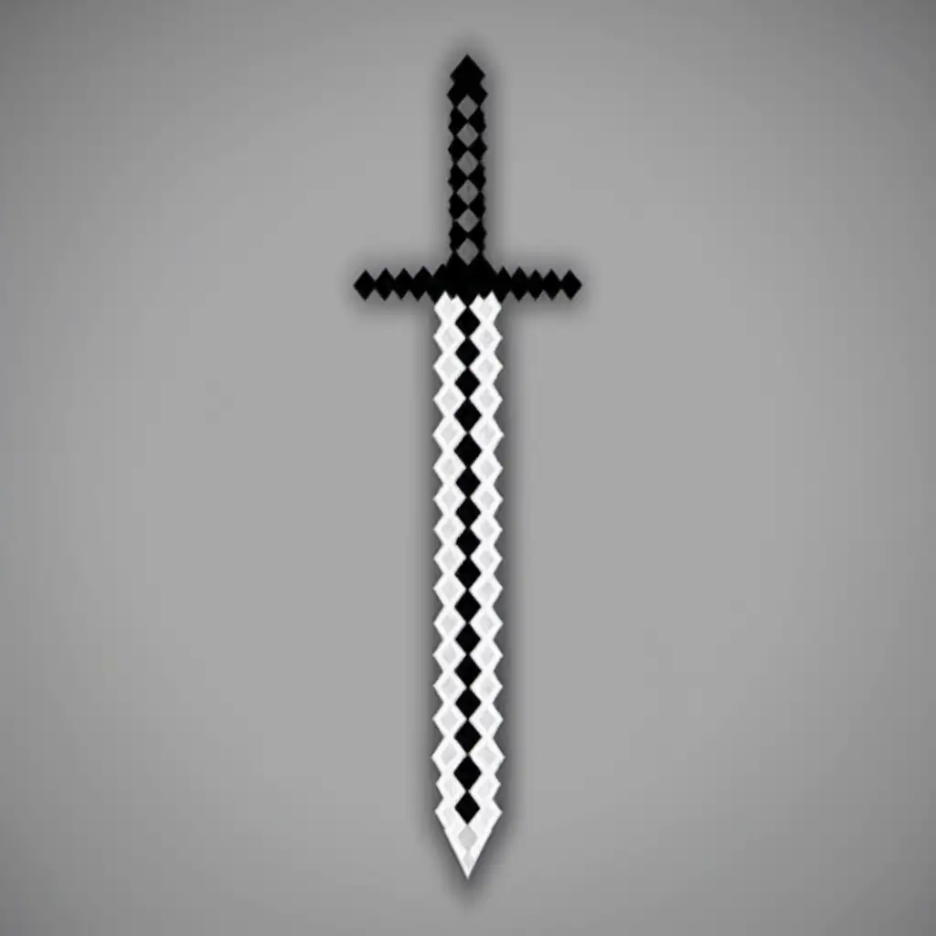 draw me a simple black and white minecraft sword
